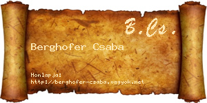 Berghofer Csaba névjegykártya